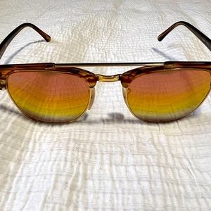 Mirrored Ray Ban sunglasses - tortoise arms with gold frames and pink lenses